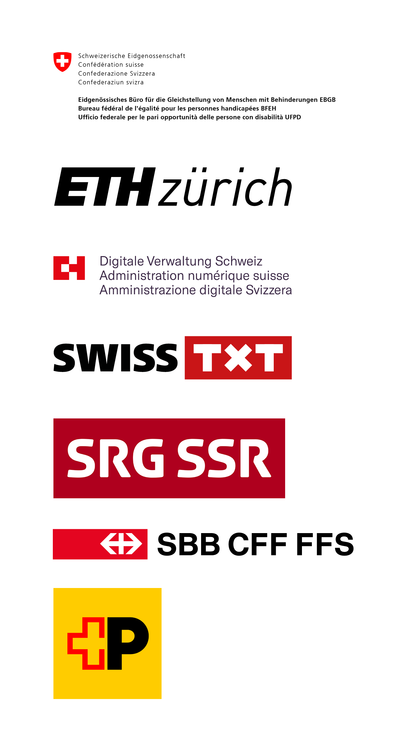 Organisiert von der Post, SBB, SWISS TXT, ETH Zürich, Geschäftsstelle Digitale Verwaltung Schweiz (DVS), SRG SSR und dem EBGB.